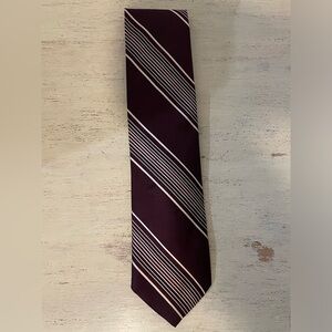 Polo Ralph Lauren Hand Made in USA The Polo Tie in Burgundy & Ivory Stripe